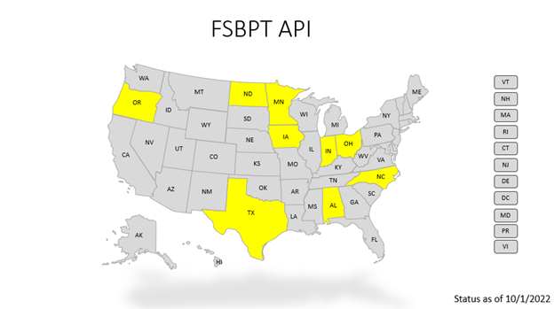 Map of Jurisdictions using FSBPT API