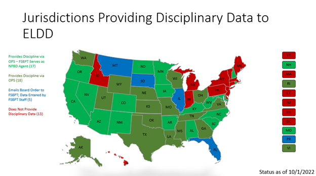 Map of Jurisdictions providing disciplinary data